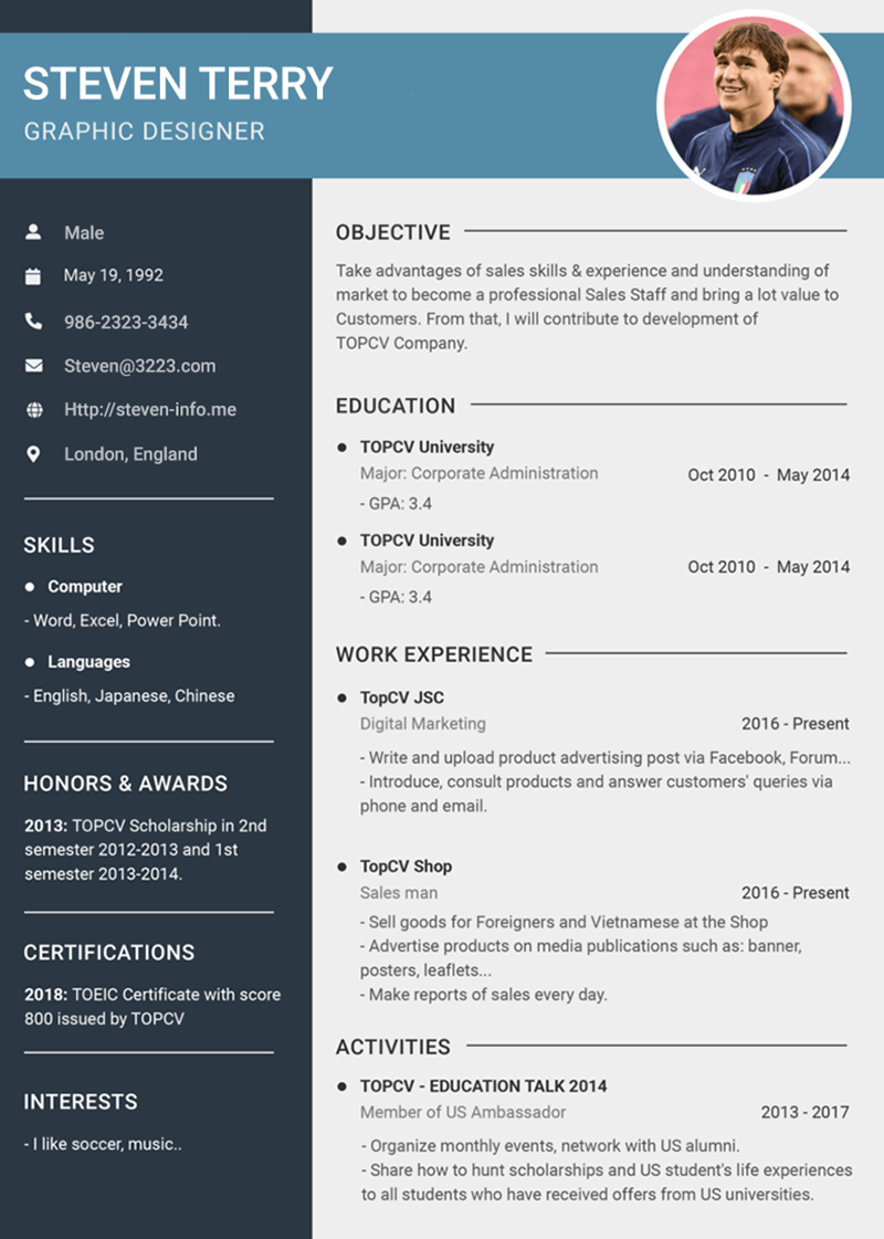 Professional Resume/CV templates with examples - GoodCV.com