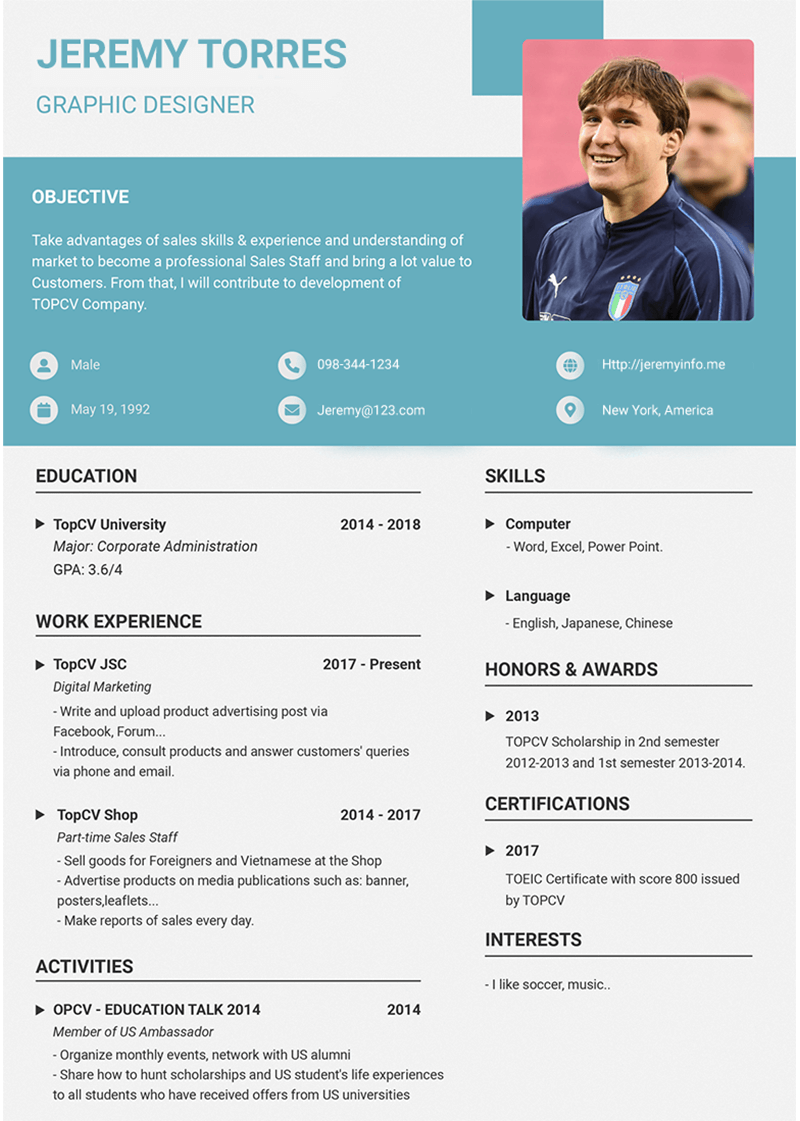 Professional Resume/CV templates with examples