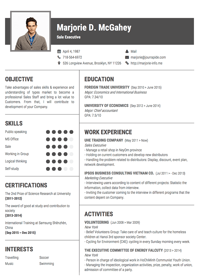 Profissional Cv Template from www.goodcv.com