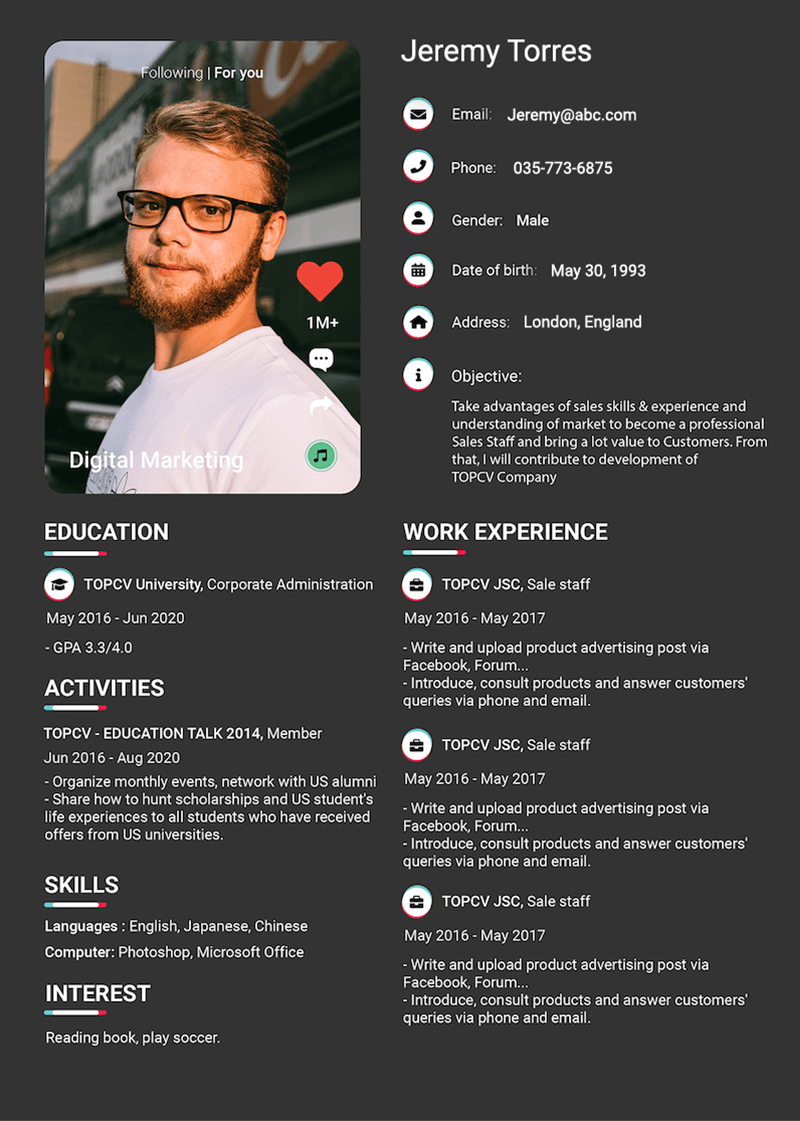 template-cv-Tiktop